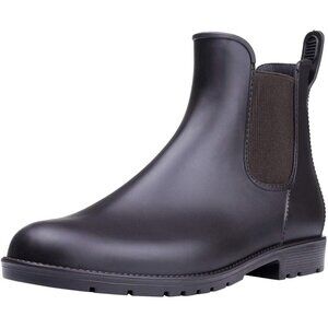 Women's Dark Brown Pointed Toe Waterproof Chelsea Double Elastic Ankle Boots